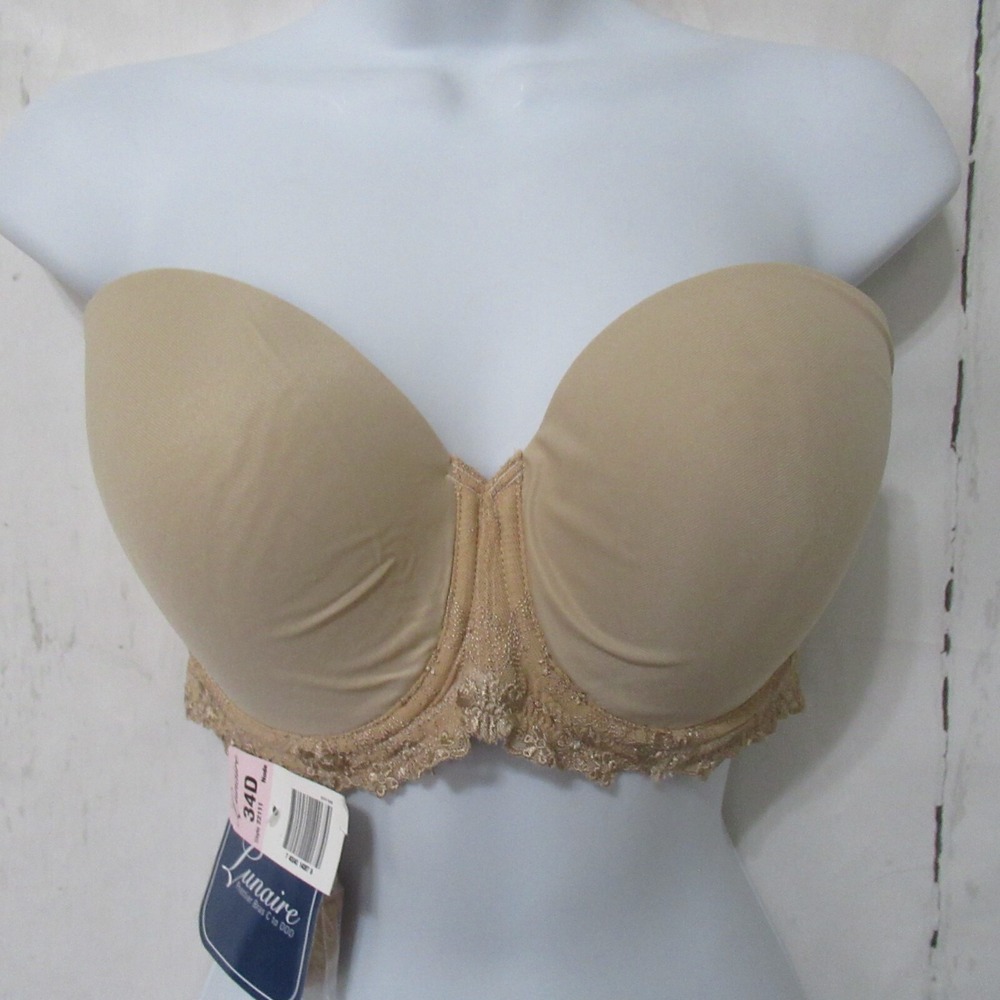 New‎ Lunaire Bra Beige Tan 34D Convertible Strapless Underwire 22111